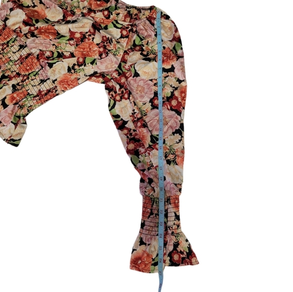 INC Emma Garden Women's L Smocked Ruffle Long Sleeve Peplum Top Multicolor - Picture 8 of 12